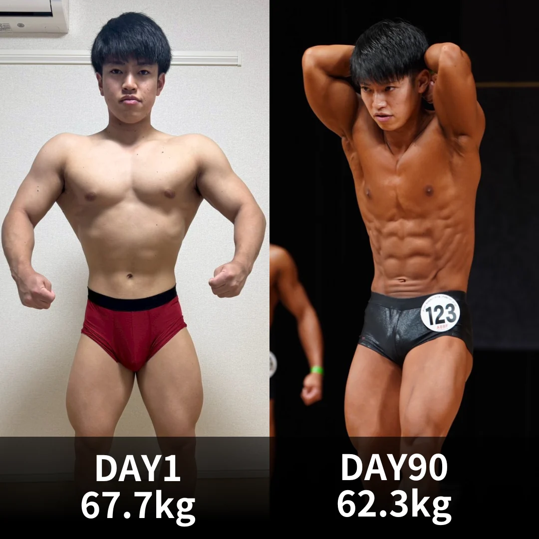 食事指導による減量ビフォーアフター 90日で67.7kgから62.3kgへ