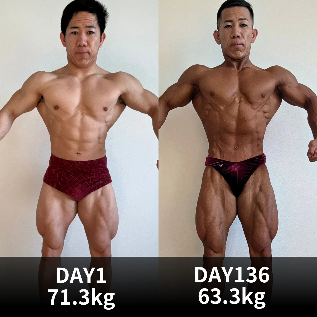 食事指導による減量ビフォーアフター 136日で71.3kgから63.3kgへ